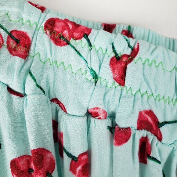 Torrid Retro Chic Midi Challis Pull On Skirt Aqua Cherry Print App. 2X SEE DESC - Picture 4 of 12